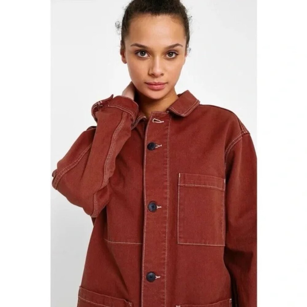 Urban Outfitters Utility Chore Jacket in Rust, XS, Workwear, Burnt Red Fall Coat - Picture 11 of 11